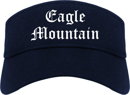 Eagle Mountain Utah UT Old English Mens Visor Cap Hat Navy Blue