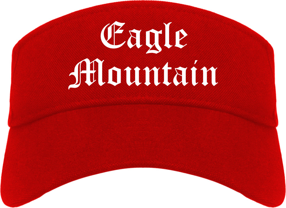 Eagle Mountain Utah UT Old English Mens Visor Cap Hat Red