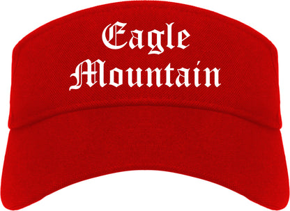 Eagle Mountain Utah UT Old English Mens Visor Cap Hat Red