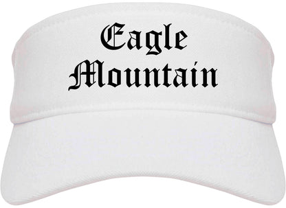 Eagle Mountain Utah UT Old English Mens Visor Cap Hat White