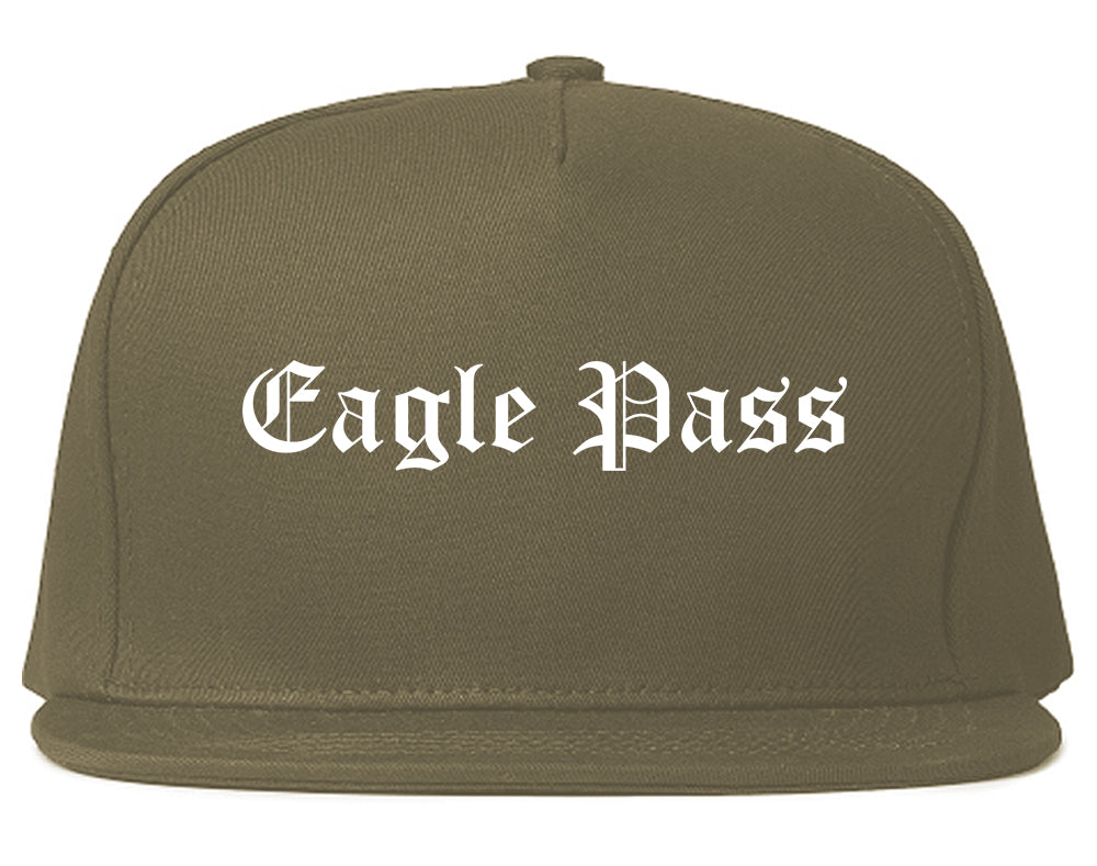 Eagle Pass Texas TX Old English Mens Snapback Hat Grey