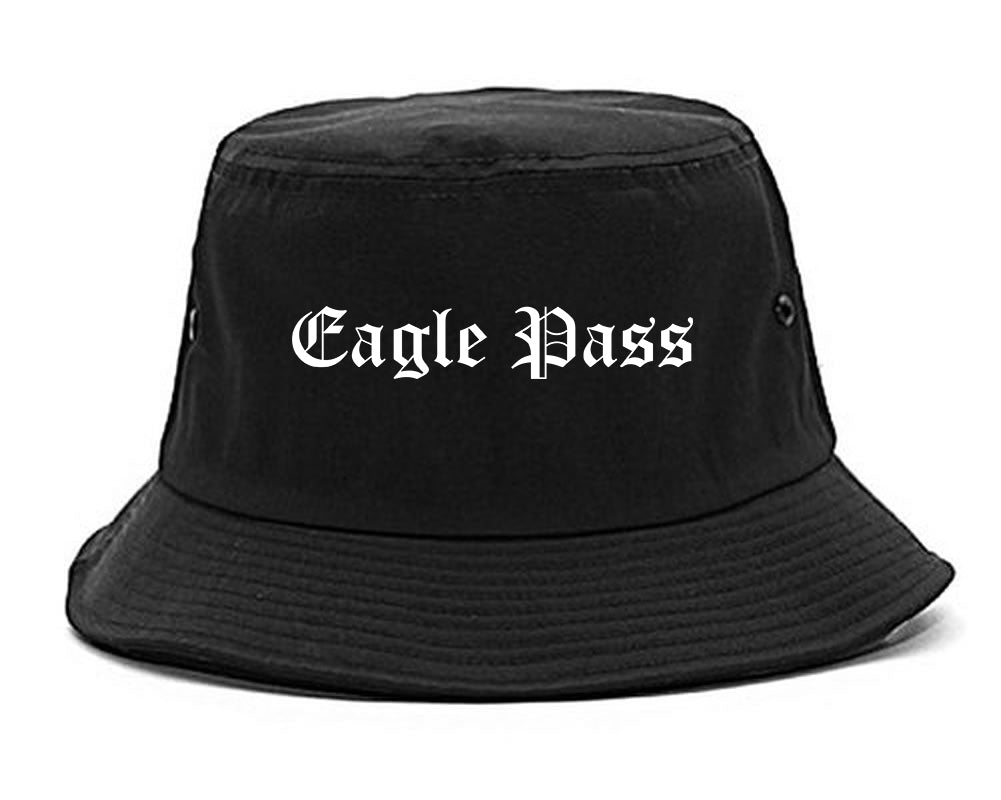 Eagle Pass Texas TX Old English Mens Bucket Hat Black