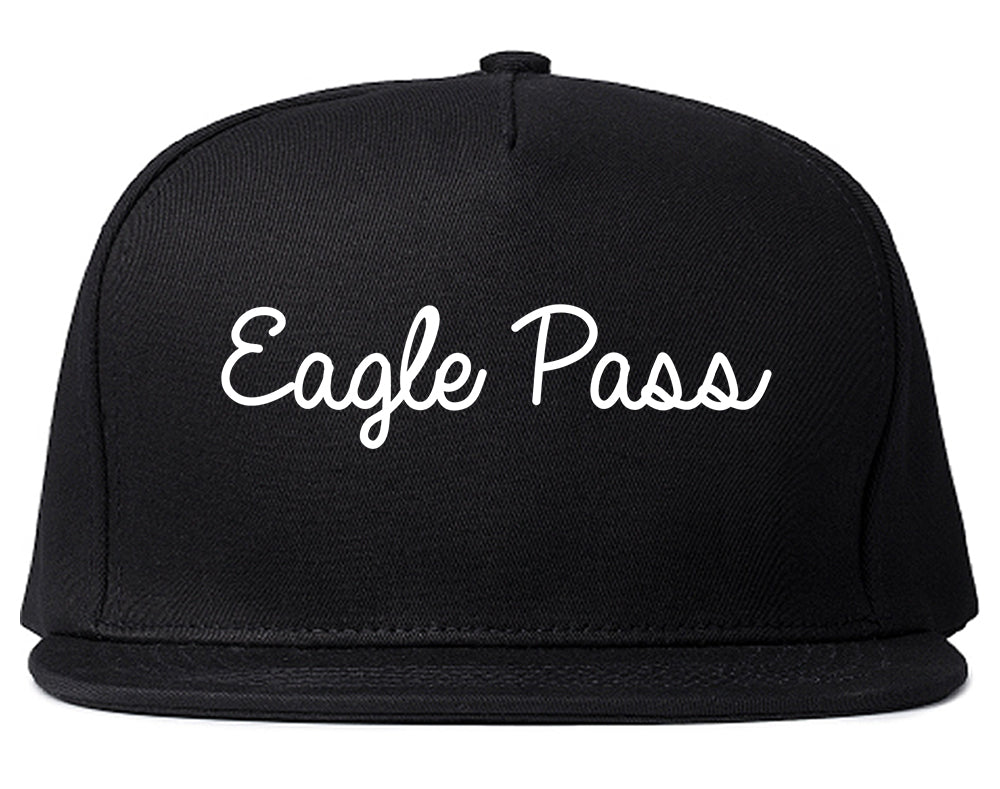 Eagle Pass Texas TX Script Mens Snapback Hat Black