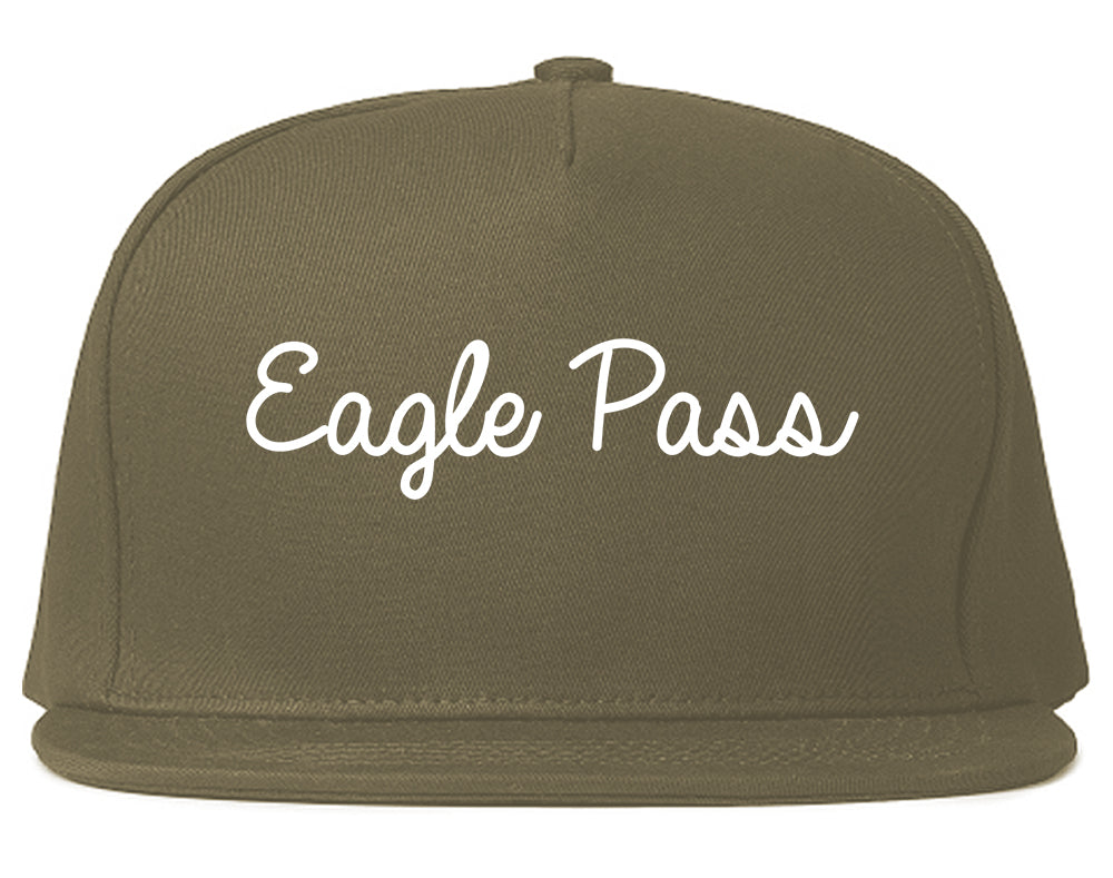 Eagle Pass Texas TX Script Mens Snapback Hat Grey