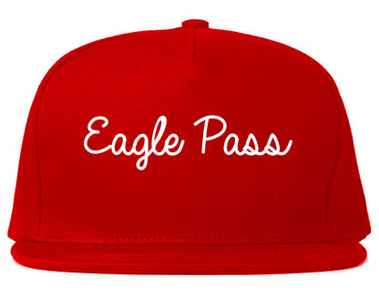 Eagle Pass Texas TX Script Mens Snapback Hat Red