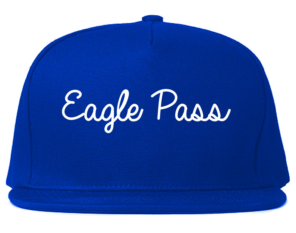 Eagle Pass Texas TX Script Mens Snapback Hat Royal Blue