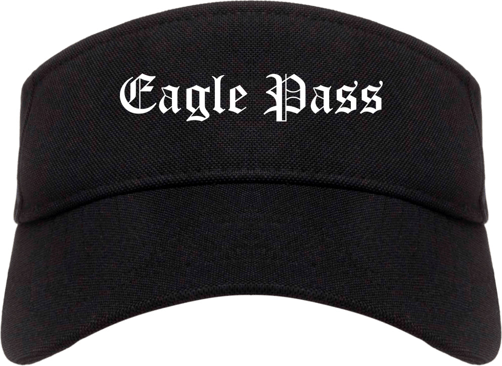 Eagle Pass Texas TX Old English Mens Visor Cap Hat Black