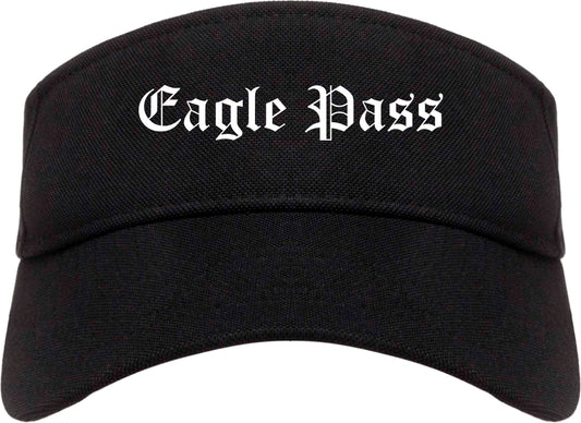 Eagle Pass Texas TX Old English Mens Visor Cap Hat Black