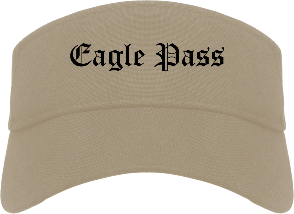 Eagle Pass Texas TX Old English Mens Visor Cap Hat Khaki