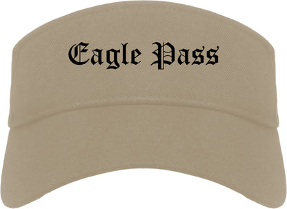 Eagle Pass Texas TX Old English Mens Visor Cap Hat Khaki