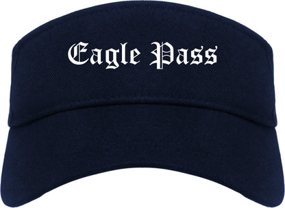 Eagle Pass Texas TX Old English Mens Visor Cap Hat Navy Blue