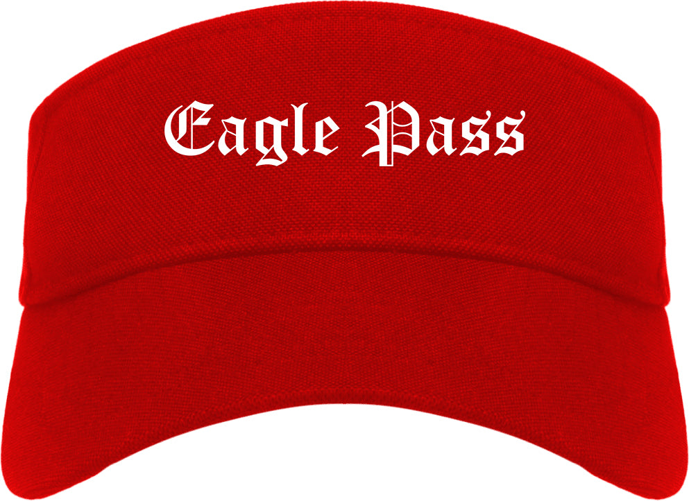 Eagle Pass Texas TX Old English Mens Visor Cap Hat Red