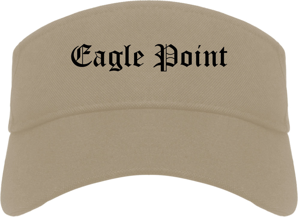 Eagle Point Oregon OR Old English Mens Visor Cap Hat Khaki
