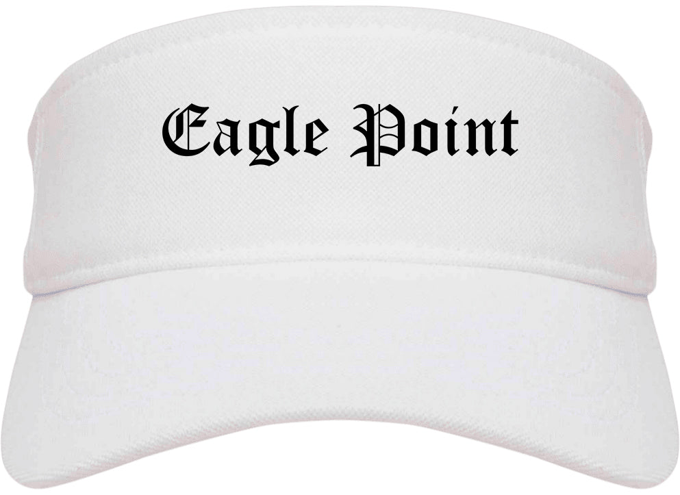 Eagle Point Oregon OR Old English Mens Visor Cap Hat White