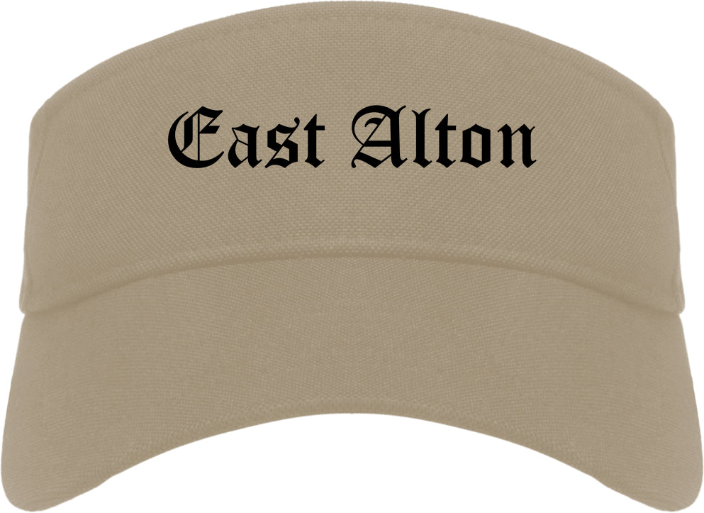 East Alton Illinois IL Old English Mens Visor Cap Hat Khaki