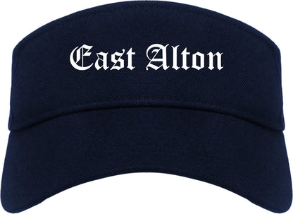 East Alton Illinois IL Old English Mens Visor Cap Hat Navy Blue