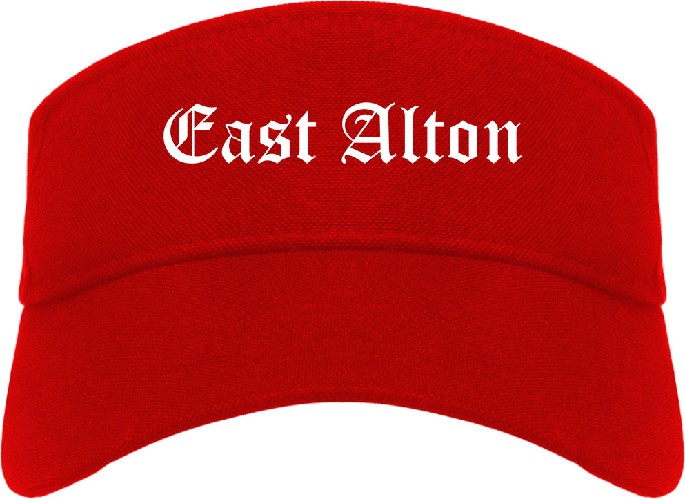 East Alton Illinois IL Old English Mens Visor Cap Hat Red