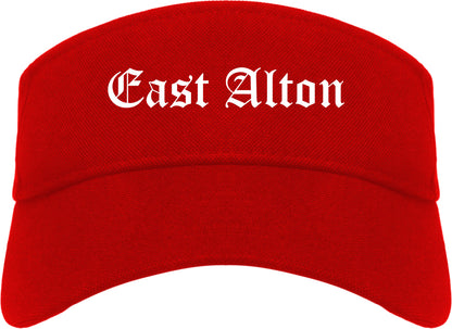 East Alton Illinois IL Old English Mens Visor Cap Hat Red