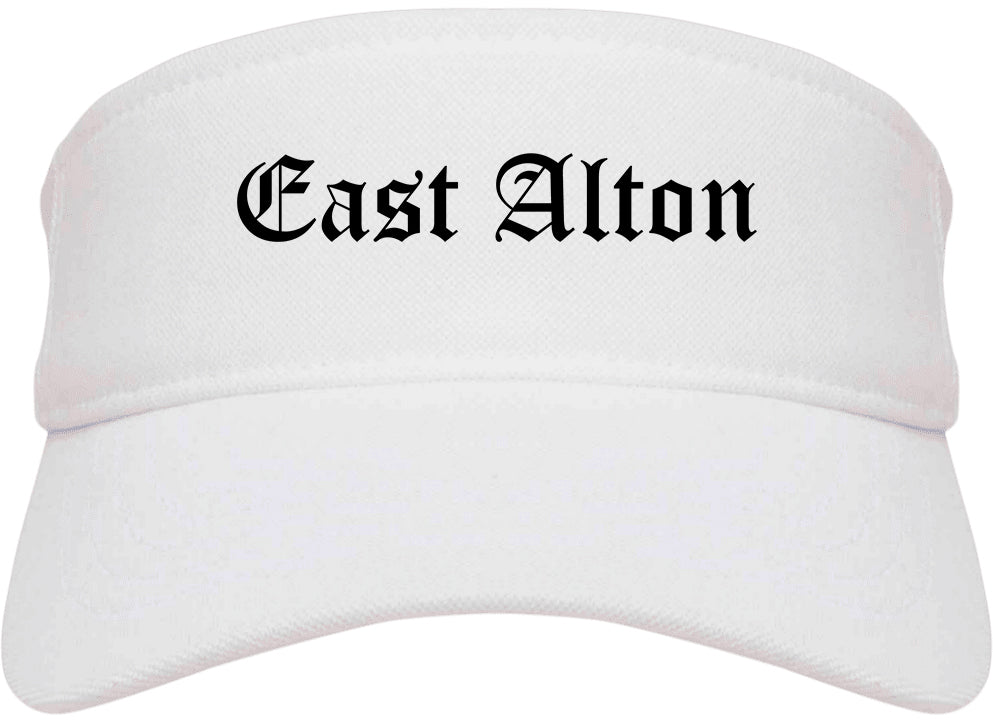 East Alton Illinois IL Old English Mens Visor Cap Hat White