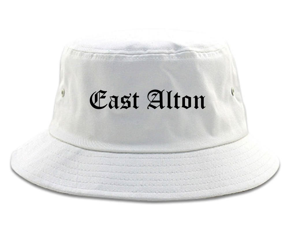 East Alton Illinois IL Old English Mens Bucket Hat White