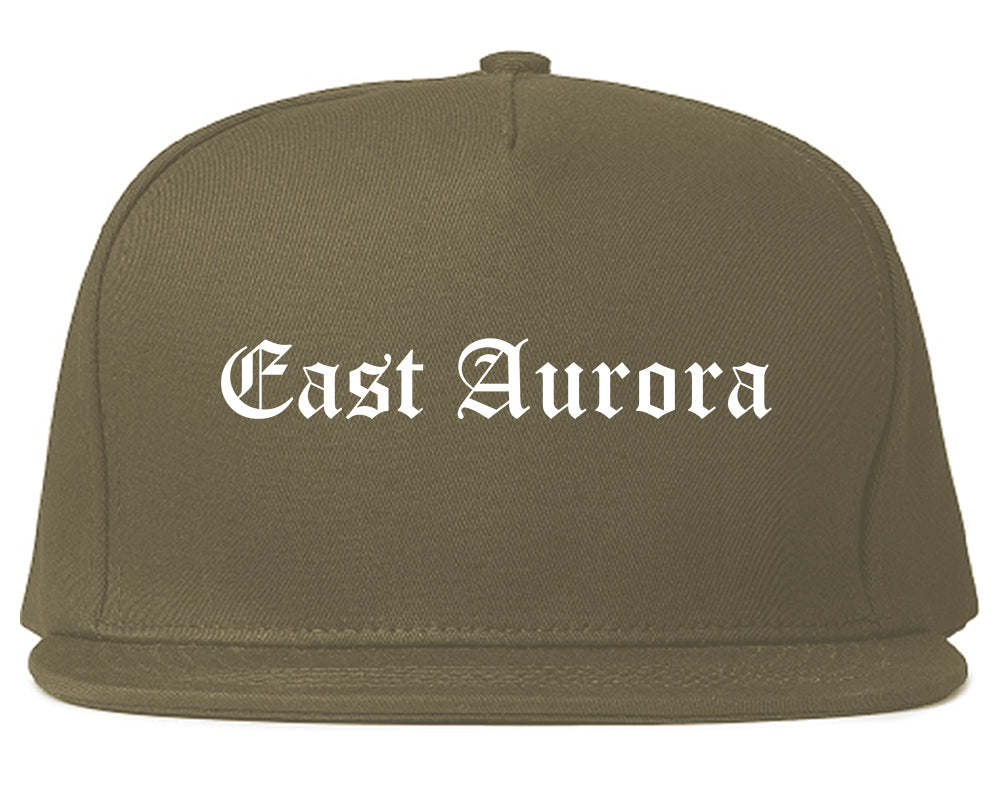 East Aurora New York NY Old English Mens Snapback Hat Grey