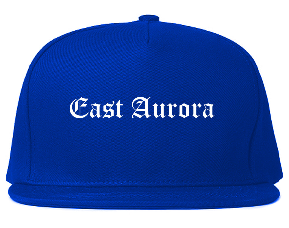 East Aurora New York NY Old English Mens Snapback Hat Royal Blue