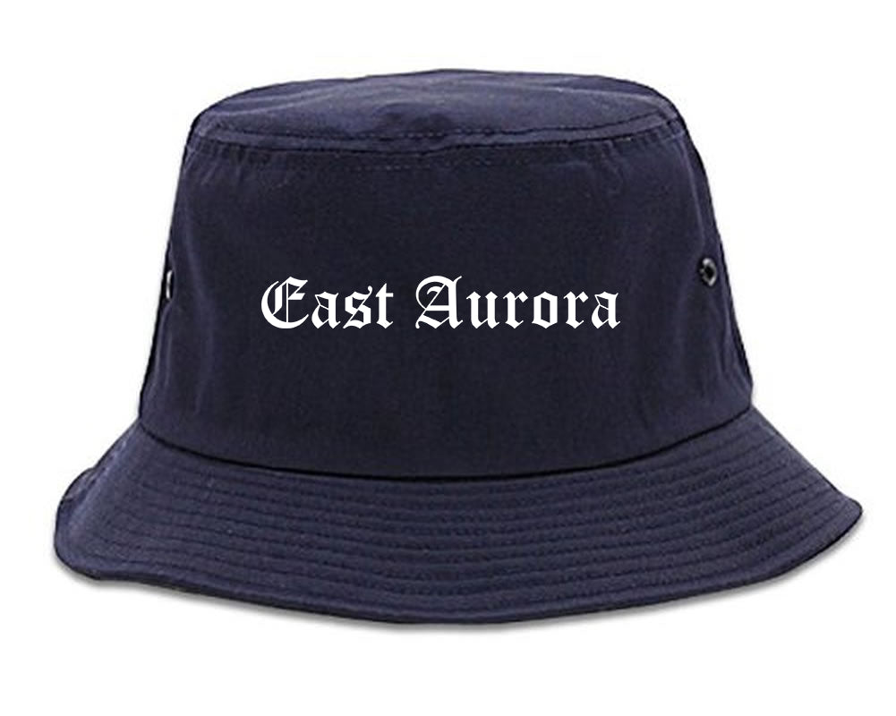 East Aurora New York NY Old English Mens Bucket Hat Navy Blue