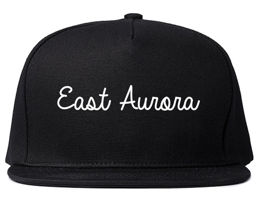 East Aurora New York NY Script Mens Snapback Hat Black