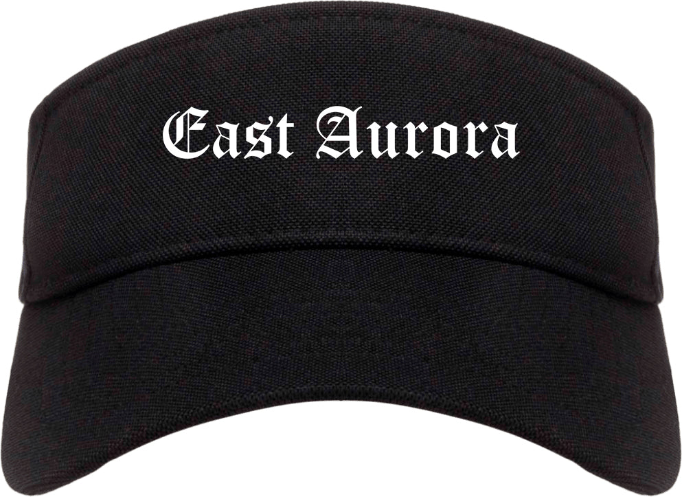 East Aurora New York NY Old English Mens Visor Cap Hat Black