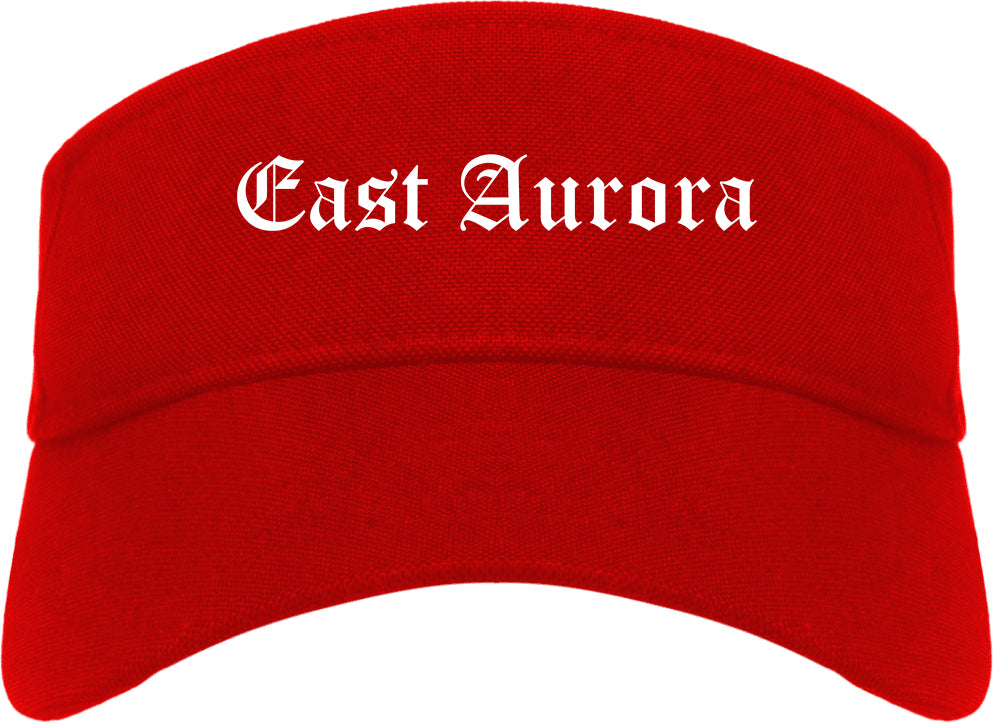 East Aurora New York NY Old English Mens Visor Cap Hat Red