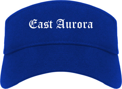 East Aurora New York NY Old English Mens Visor Cap Hat Royal Blue