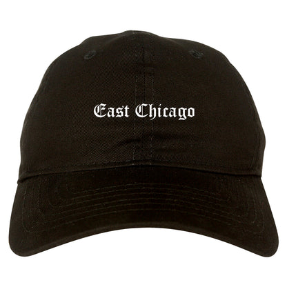 East Chicago Indiana IN Old English Mens Dad Hat Baseball Cap Black