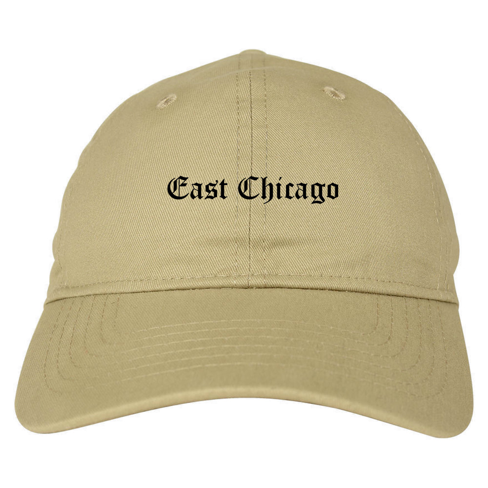 East Chicago Indiana IN Old English Mens Dad Hat Baseball Cap Tan