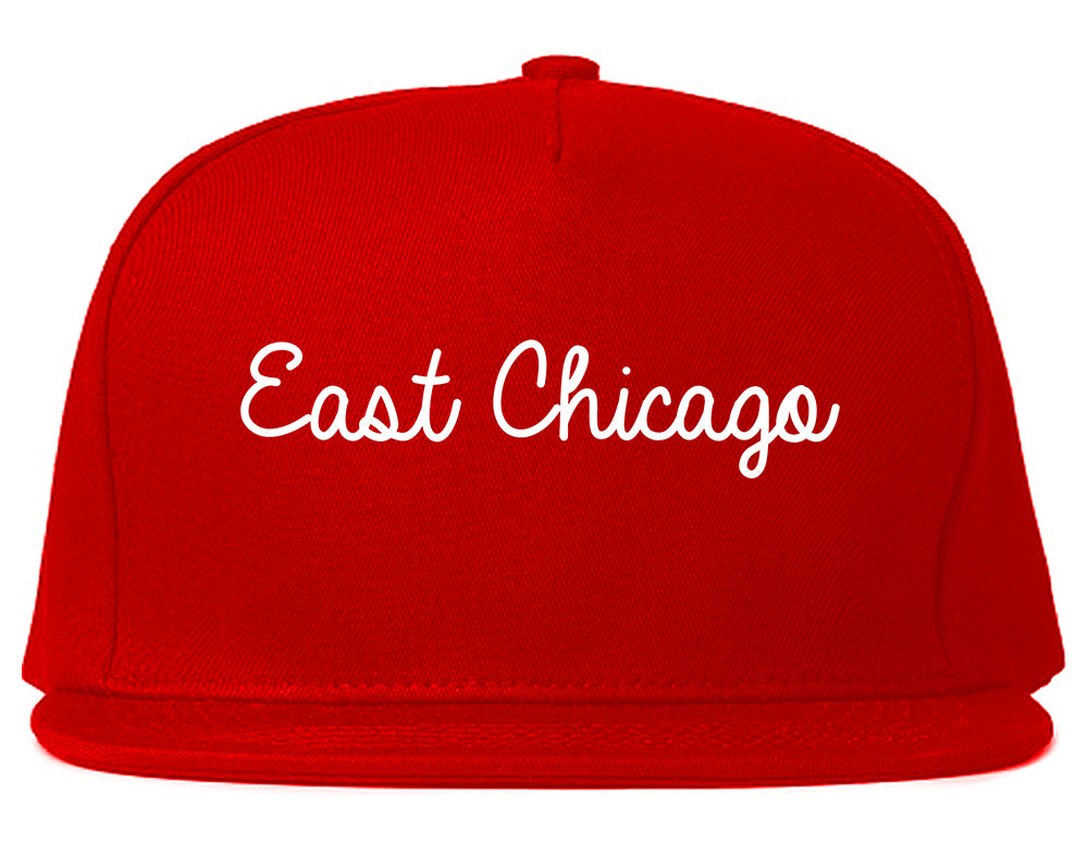 East Chicago Indiana IN Script Mens Snapback Hat Red