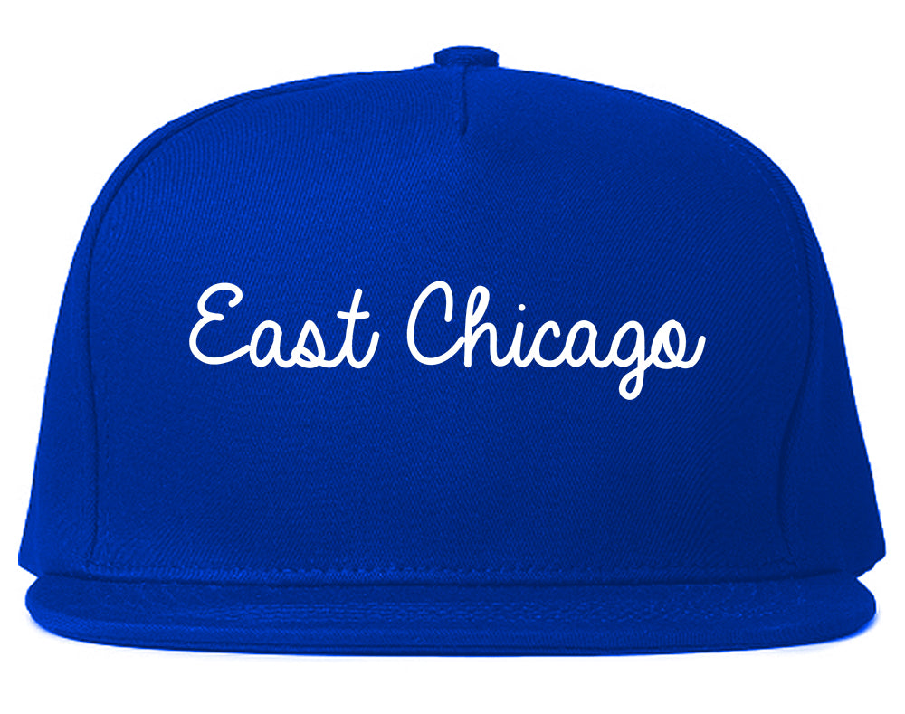 East Chicago Indiana IN Script Mens Snapback Hat Royal Blue