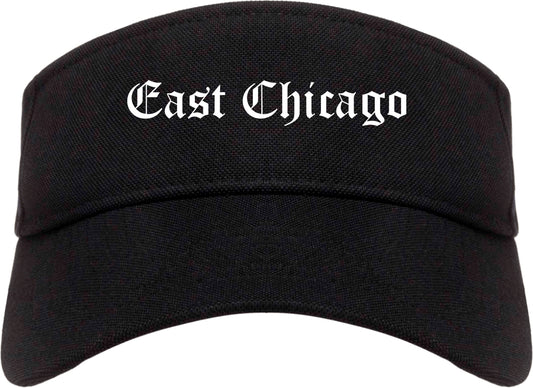 East Chicago Indiana IN Old English Mens Visor Cap Hat Black