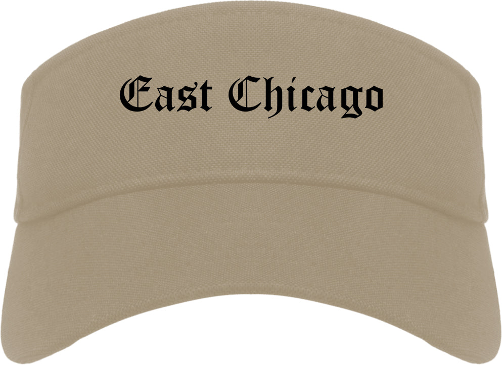 East Chicago Indiana IN Old English Mens Visor Cap Hat Khaki