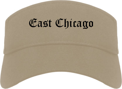 East Chicago Indiana IN Old English Mens Visor Cap Hat Khaki