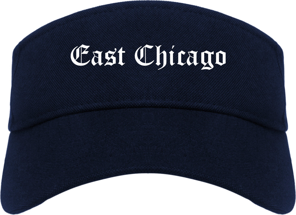 East Chicago Indiana IN Old English Mens Visor Cap Hat Navy Blue