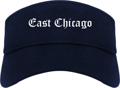 East Chicago Indiana IN Old English Mens Visor Cap Hat Navy Blue