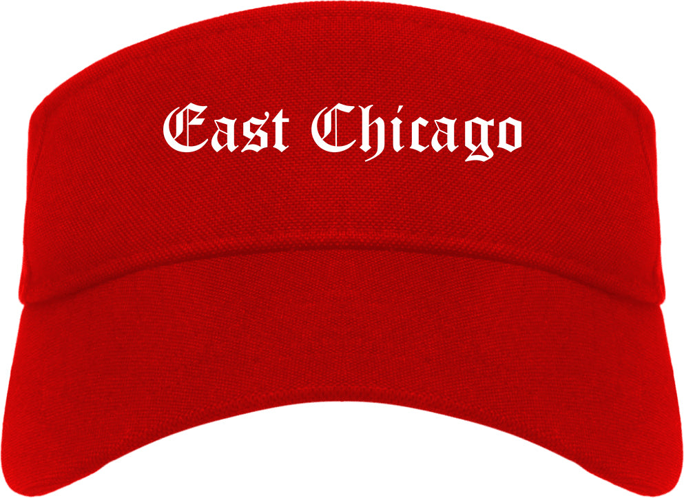 East Chicago Indiana IN Old English Mens Visor Cap Hat Red