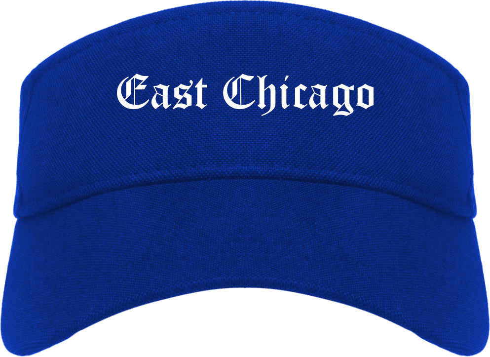 East Chicago Indiana IN Old English Mens Visor Cap Hat Royal Blue