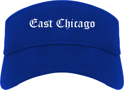 East Chicago Indiana IN Old English Mens Visor Cap Hat Royal Blue