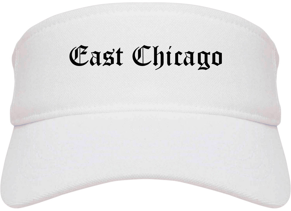East Chicago Indiana IN Old English Mens Visor Cap Hat White