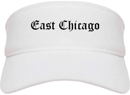 East Chicago Indiana IN Old English Mens Visor Cap Hat White