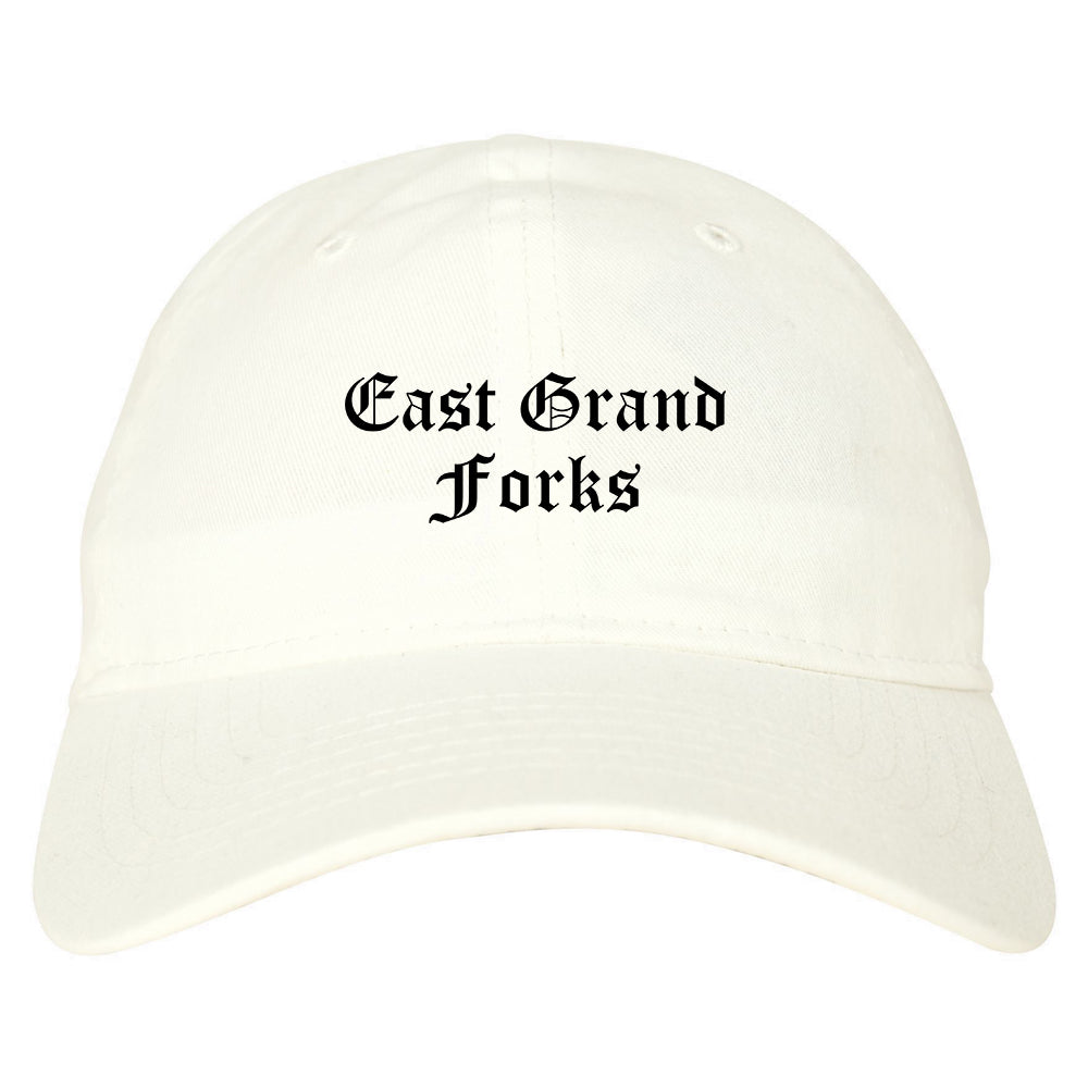 East Grand Forks Minnesota MN Old English Mens Dad Hat Baseball Cap White