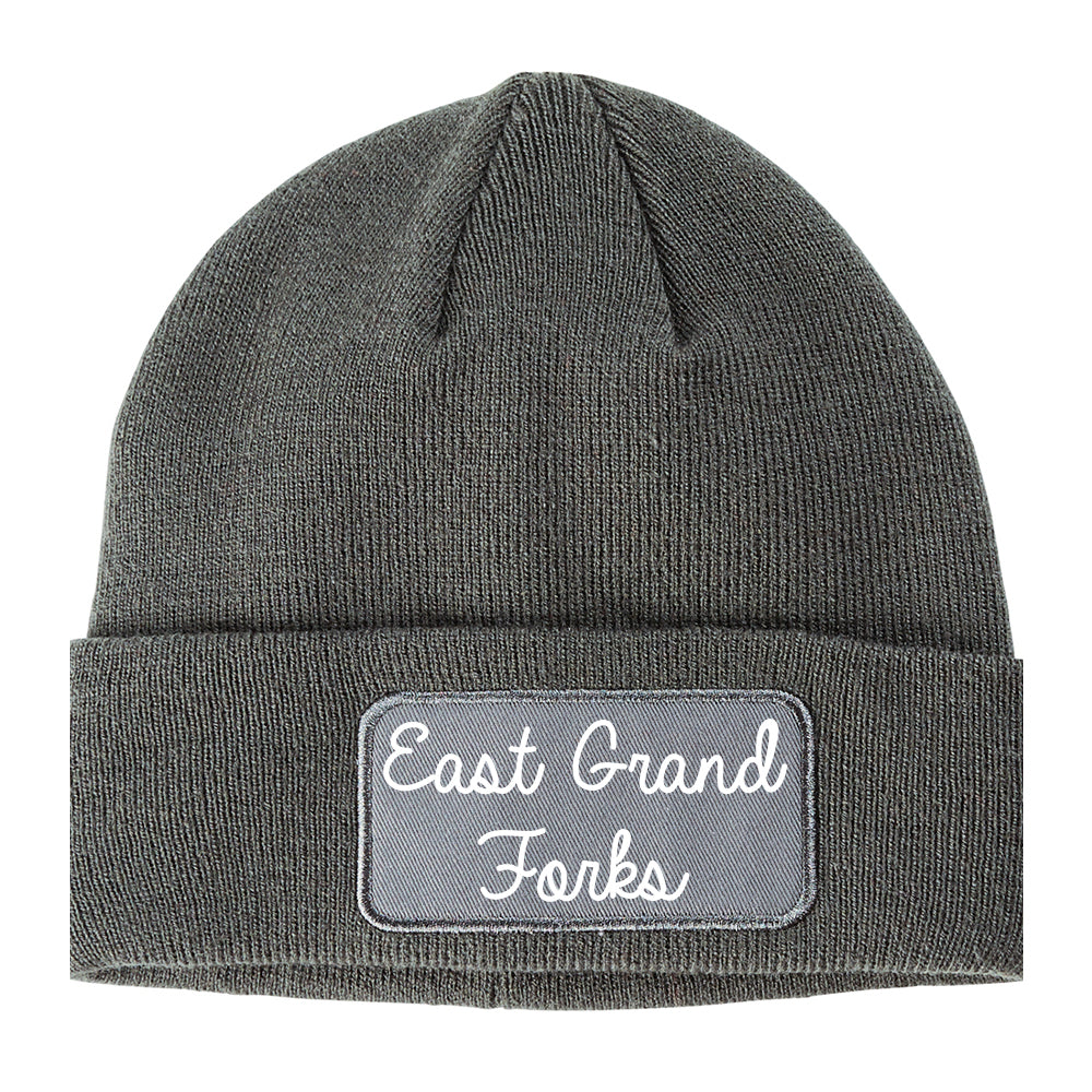 East Grand Forks Minnesota MN Script Mens Knit Beanie Hat Cap Grey