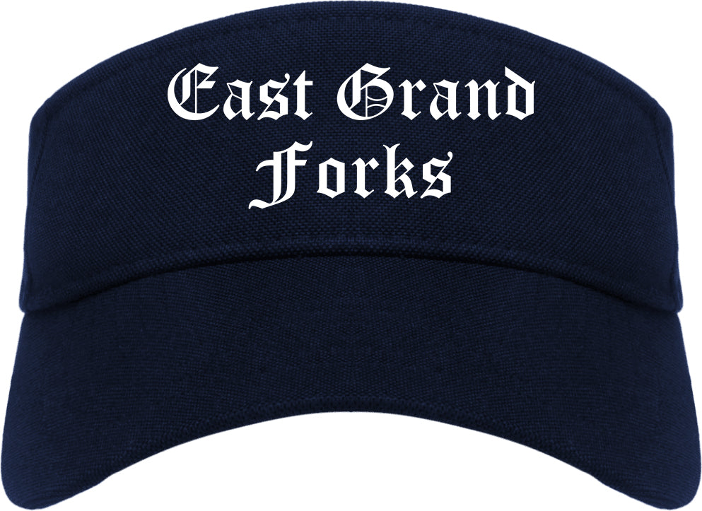 East Grand Forks Minnesota MN Old English Mens Visor Cap Hat Navy Blue