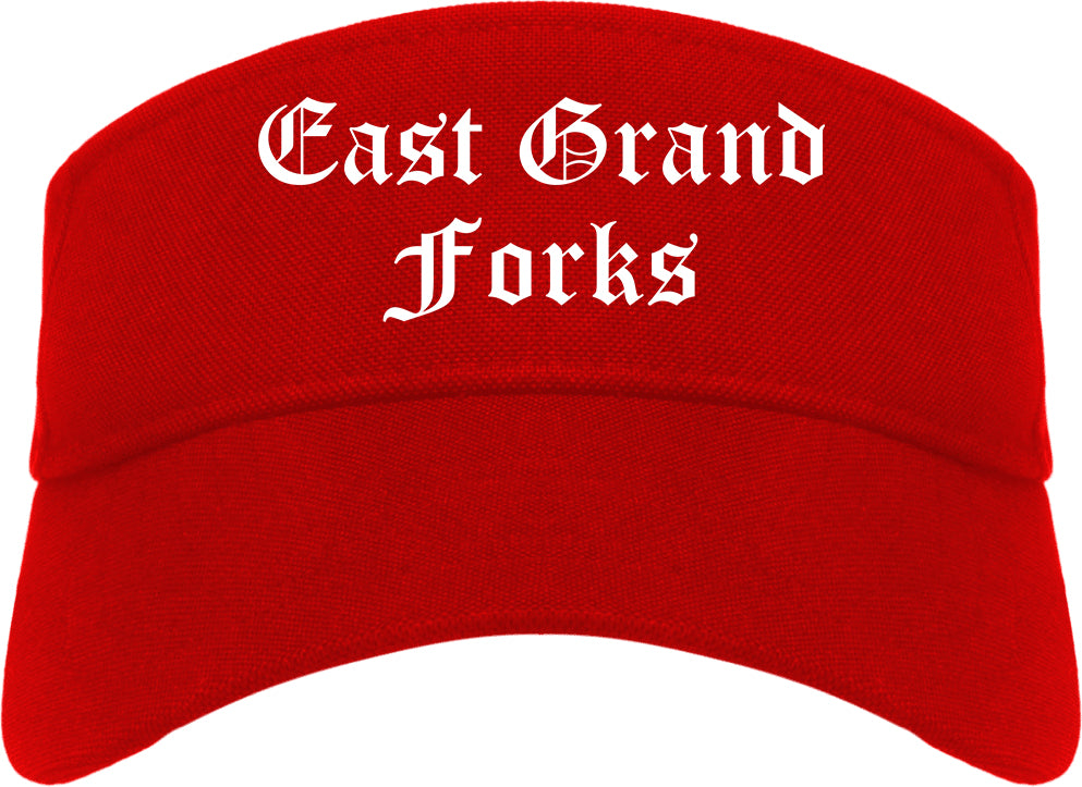 East Grand Forks Minnesota MN Old English Mens Visor Cap Hat Red