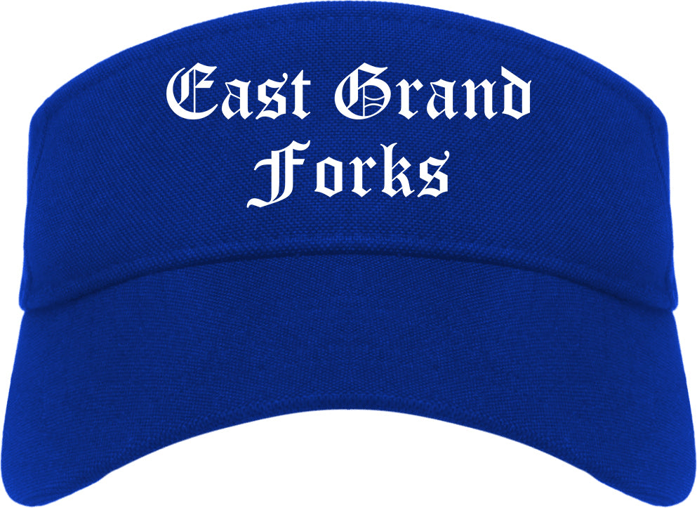 East Grand Forks Minnesota MN Old English Mens Visor Cap Hat Royal Blue